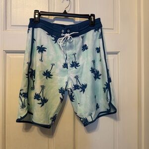 Old Navy Blue and White Palm Print Swim Shorts